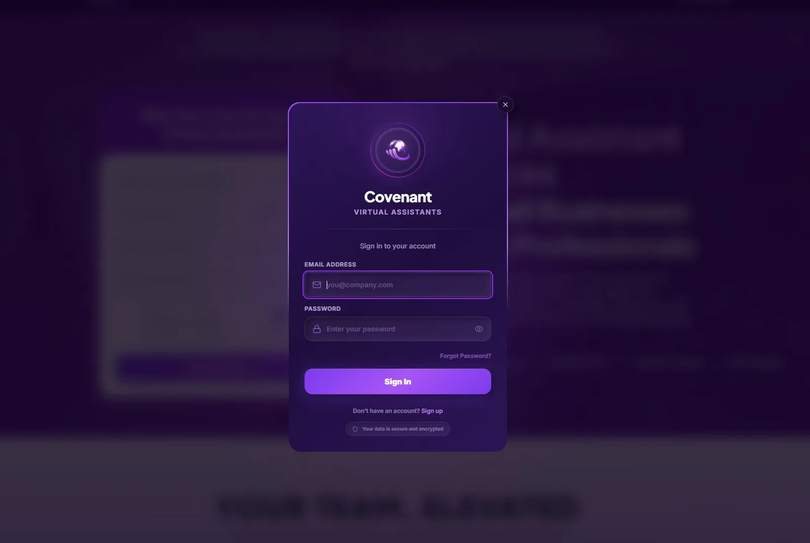 Covenant VA Platform interface